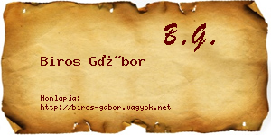 Biros Gábor névjegykártya